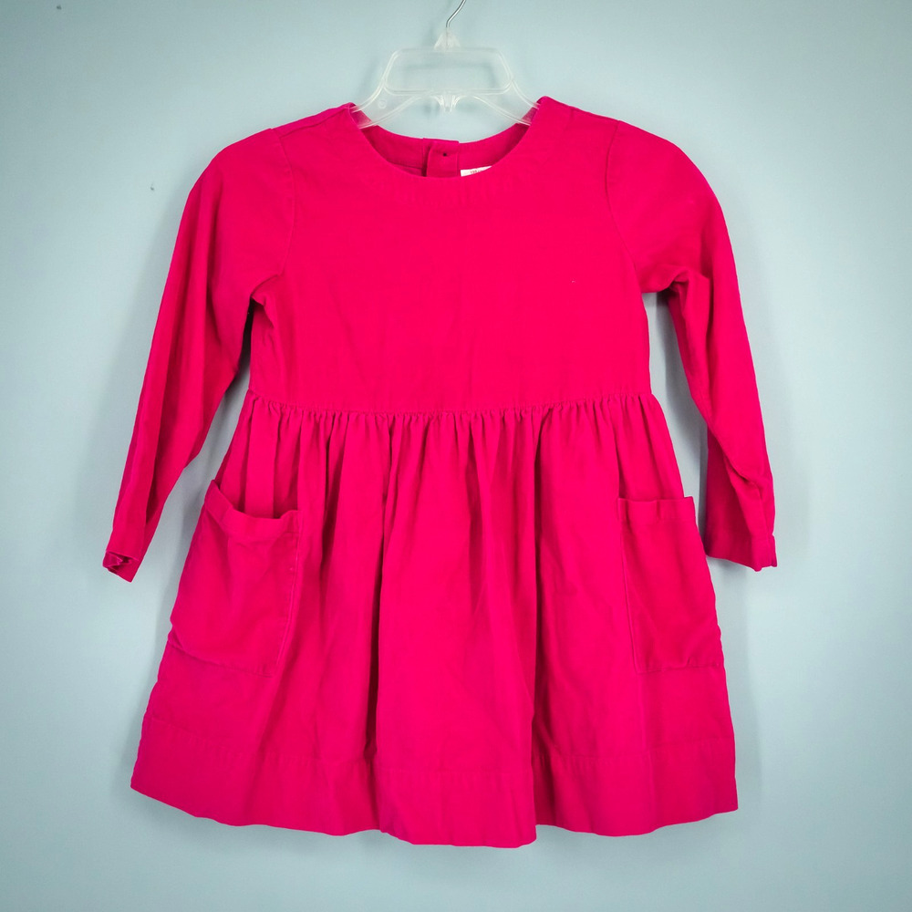 Hanna Andersson 120 Size 6 7 Pink Corduroy Crew Long Sleeve Fit Flare Dress